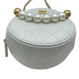 シャネル CHANEL パールラウンドチェーン 29番台 ホワイト GD金具 ラム レディース ショルダーバッグ
