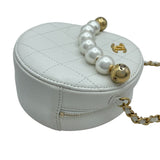 シャネル CHANEL パールラウンドチェーン 29番台 ホワイト GD金具 ラム レディース ショルダーバッグ
