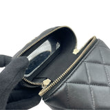 シャネル CHANEL スマホチェーンバッグ AP2084 31番台 ブラック GD金具 ラム レディース ショルダーバッグ