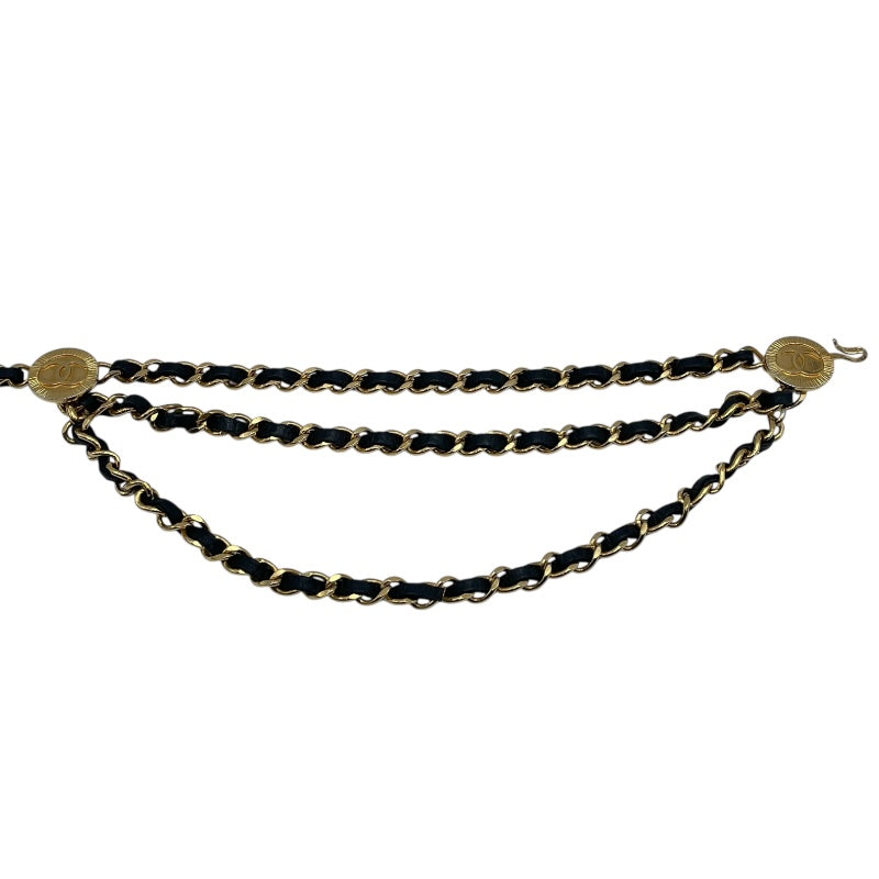 シャネル CHANEL ココマークチェーンベルト ブラック GD金具 カーフ レディース ベルト