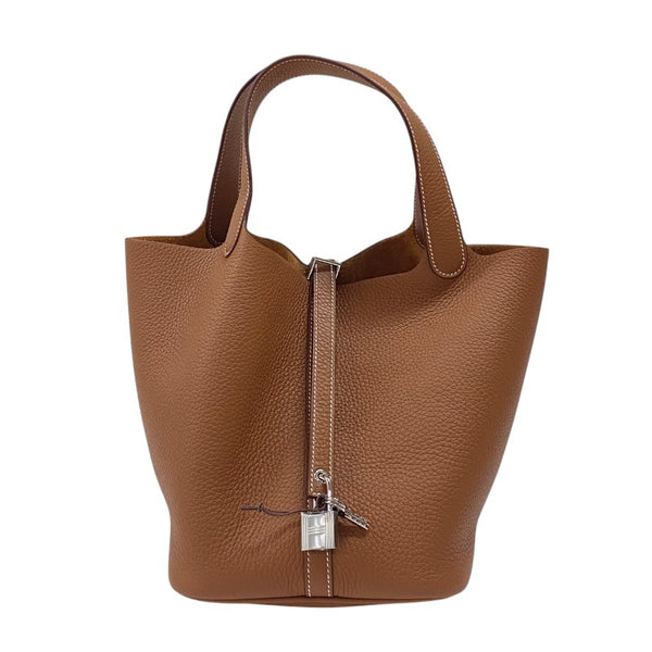 エルメス HERMES ピコタンロックMM K刻 ゴールド シルバー金具 トリヨンクレマンス レディース ハンドバッグ