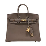 エルメス HERMES バーキン25 K刻 エトゥープ ゴールド金具 トゴ レディース ハンドバッグ