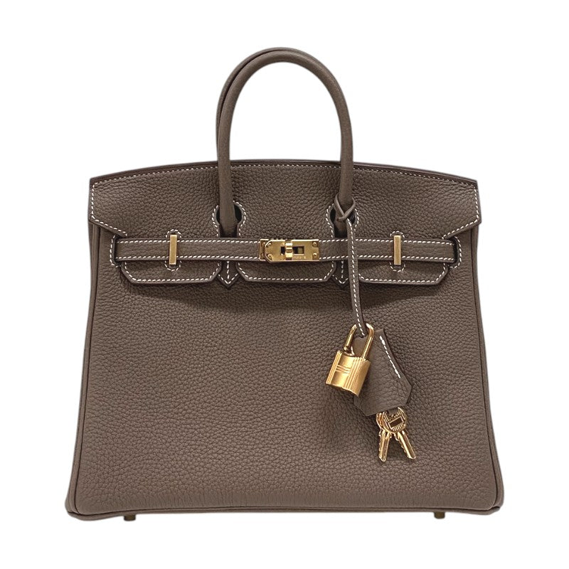 エルメス HERMES バーキン25 K刻 エトゥープ ゴールド金具 トゴ レディース ハンドバッグ