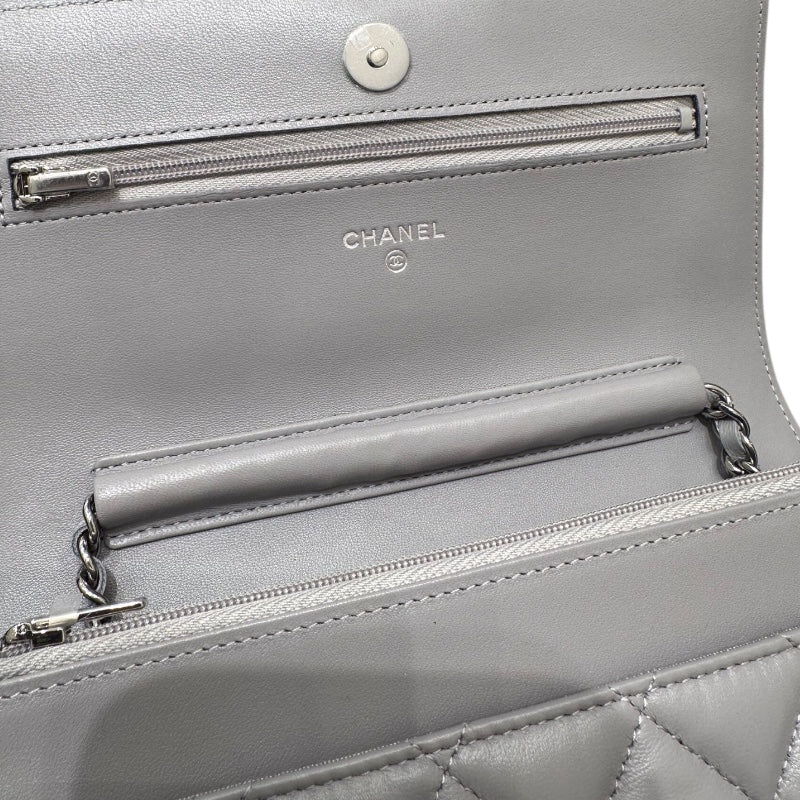 シャネル CHANEL マトラッセチェーンウォレット AP0250 グレー ラムスキン レディース ショルダーバッグ