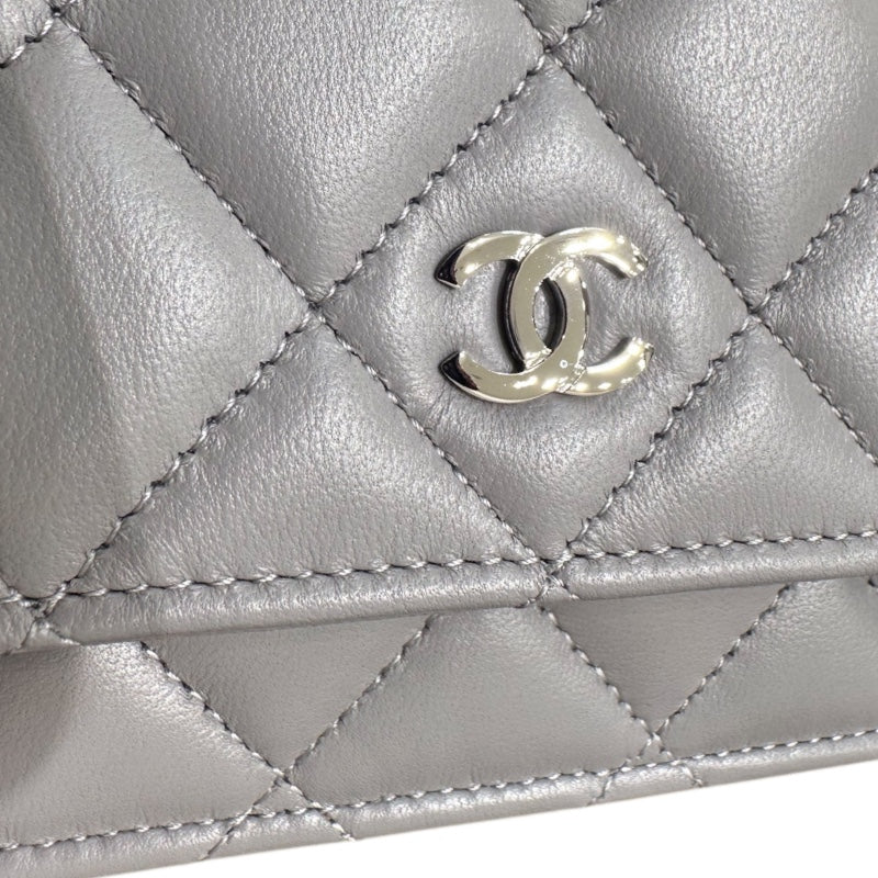 シャネル CHANEL マトラッセチェーンウォレット AP0250 グレー ラムスキン レディース ショルダーバッグ