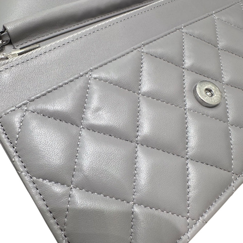 シャネル CHANEL マトラッセチェーンウォレット AP0250 グレー ラムスキン レディース ショルダーバッグ