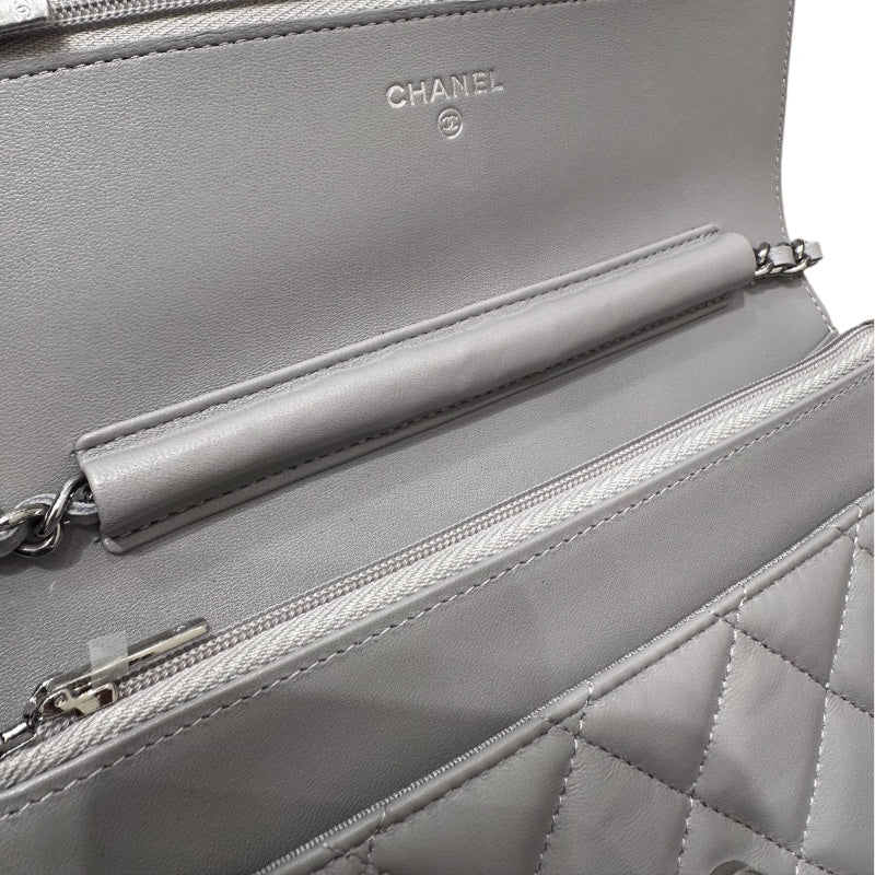 シャネル CHANEL マトラッセチェーンウォレット AP0250 グレー ラムスキン レディース ショルダーバッグ