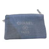 シャネル CHANEL ドーヴィルスモールショッピングバック AS3257 ネイビー　シルバー金具 コットンファイバー レディース トートバッグ