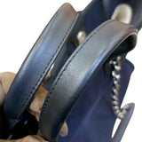 シャネル CHANEL ドーヴィルスモールショッピングバック AS3257 ネイビー　シルバー金具 コットンファイバー レディース トートバッグ