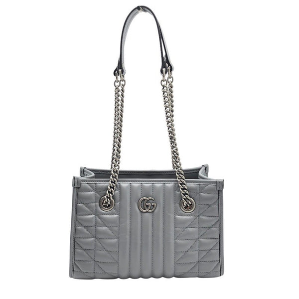 グッチ GUCCI GGマーモント　スモールトート 681483 グレー レザー レディース ショルダーバッグ