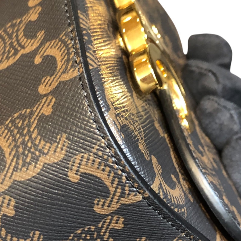 CELINE セリーヌ トリオンフ ミニクロード  トリオンフキャンバス＆カーフスキン ショルダーバッグ 10I512 キャンバス レザー ブラウン  レディース【中古】 CELINE（セリーヌ） ショルダーバッグ Mini Triomphe ミニ クロード