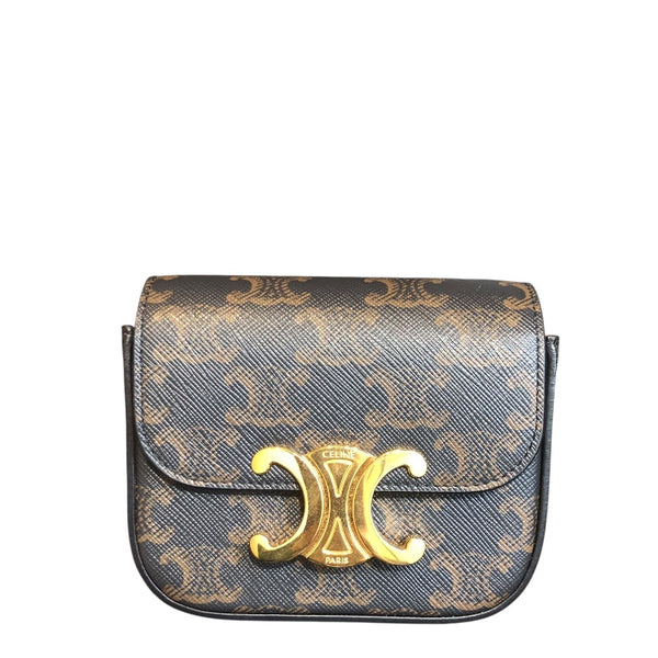 【未使用級】CELINE ミニクロード　ショルダーバッグ　トリオンフ　カーキ系 CELINE（セリーヌ） ショルダーバッグ Mini Triomphe ミニ クロード