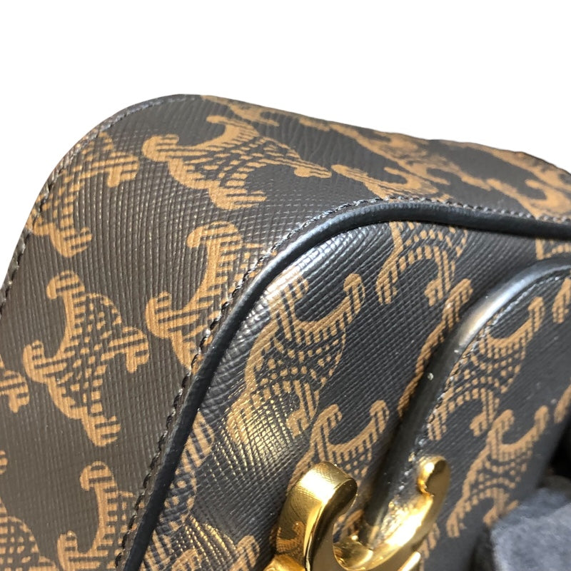 CELINE セリーヌ トリオンフ ミニクロード  トリオンフキャンバス＆カーフスキン ショルダーバッグ 10I512 キャンバス レザー ブラウン  レディース【中古】 セリーヌ CELINE ミニクロード 10I512 ブラウン/ブラック トリオンフ