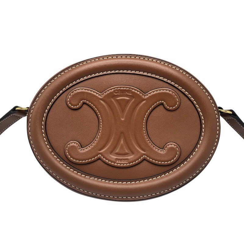 セリーヌ CELINE クロスボディオーバルパースキュイルトリオンフ 10I703 タン スムースカーフ レディース ショルダーバッグ