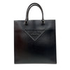 プラダ PRADA エンボスロゴトートバッグ 1BA332 ブラック　シルバー金具 カーフ ユニセックス トートバッグ