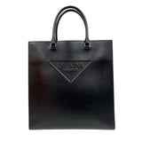 プラダ PRADA エンボスロゴトートバッグ 1BA332 ブラック　シルバー金具 カーフ ユニセックス トートバッグ