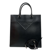 プラダ PRADA エンボスロゴトートバッグ 1BA332 ブラック　シルバー金具 カーフ ユニセックス トートバッグ