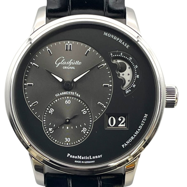 グラスフュッテ・オリジナル GLASHUTTE ORIGINAL パノマティック ルナ 1-90-02-43-32-50 グレー SS 自動巻き メンズ 腕時計