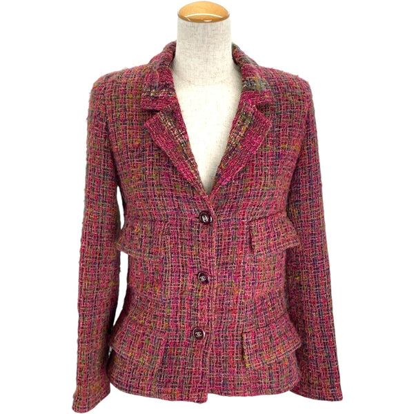 シャネル CHANEL ココマークボタンツイードジャケット P11604 レッド  