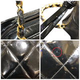 シャネル CHANEL マトラッセチェーンショルダーバッグ ブラック・ゴールド金具 エナメル レディース ショルダーバッグ