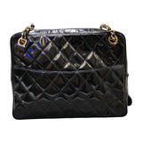 シャネル CHANEL マトラッセチェーンショルダーバッグ ブラック・ゴールド金具 エナメル レディース ショルダーバッグ