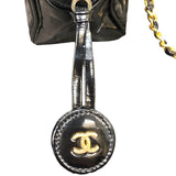 シャネル CHANEL マトラッセチェーンショルダーバッグ ブラック・ゴールド金具 エナメル レディース ショルダーバッグ