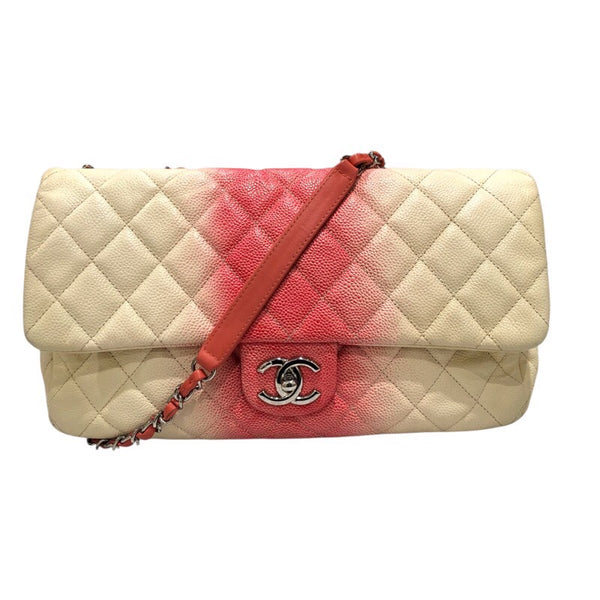 シャネル CHANEL デカマトラッセ30 アイボリー/レッド キャビアスキン レディース ショルダーバッグ