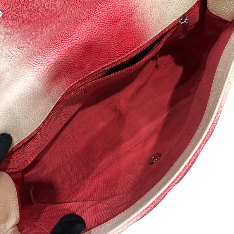 シャネル CHANEL デカマトラッセ30 アイボリー/レッド キャビアスキン レディース ショルダーバッグ