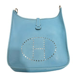 エルメス HERMES エヴリン GM □H刻 ブルージーン SV金具 トリヨン レディース ショルダーバッグ