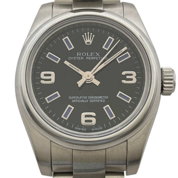 ロレックス ROLEX オイスターパーペーチュアル26 176200 ブラック SS 自動巻き レディース 腕時計