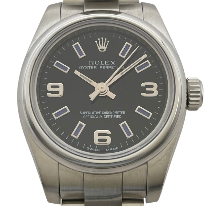 ロレックス ROLEX オイスターパーペーチュアル26 176200 ブラック SS 自動巻き レディース 腕時計