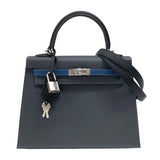 エルメス HERMES ケリー25 トリコロール 外縫い W刻 シルバー金具 エプソン レディース ハンドバッグ ショルダーバッグ