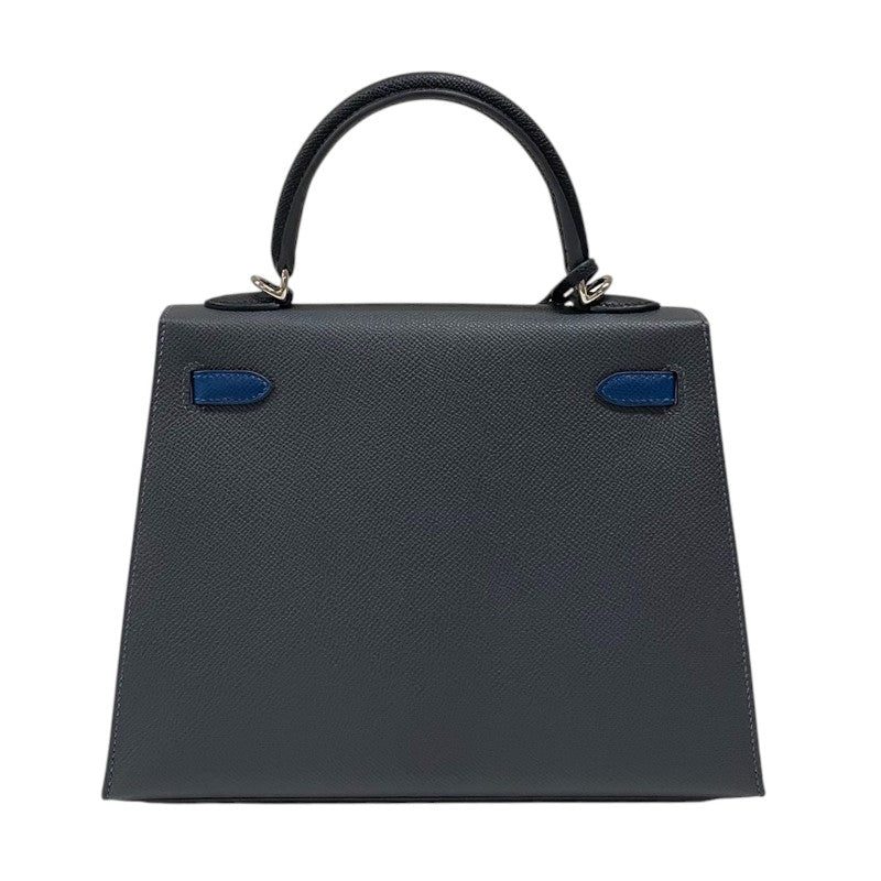 エルメス HERMES ケリー25 トリコロール 外縫い W刻 シルバー金具 エプソン レディース ハンドバッグ ショルダーバッグ