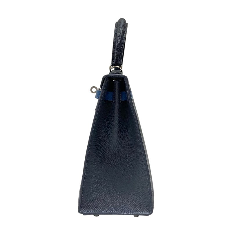 エルメス HERMES ケリー25 トリコロール 外縫い W刻 シルバー金具 エプソン レディース ハンドバッグ ショルダーバッグ