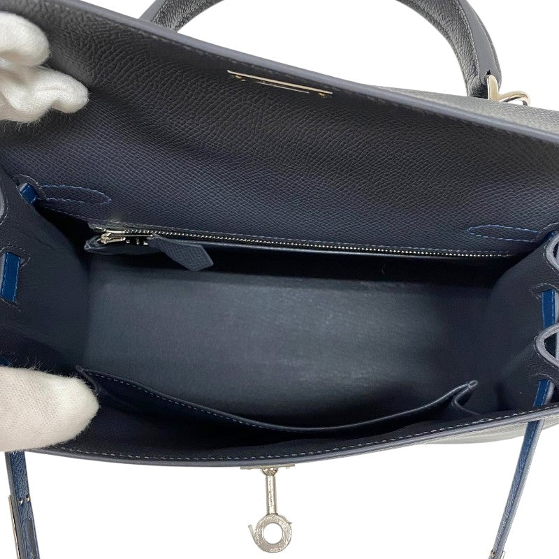 エルメス HERMES ケリー25 トリコロール 外縫い W刻 シルバー金具 エプソン レディース ハンドバッグ ショルダーバッグ