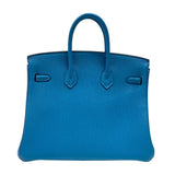 エルメス HERMES バーキン25 □R刻 ターコイズ シルバー金具 トゴ レディース ハンドバッグ
