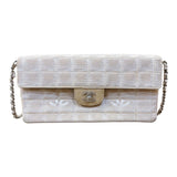 シャネル CHANEL ニュートラベルラインセミショルダーバッグ A15316 ベージュ/シルバー金具 ナイロンジャガード レディース ショルダーバッグ