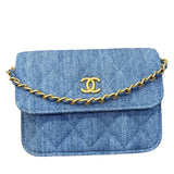 シャネル CHANEL デニムチェーンクラッチ AP1628 デニム ゴールド金具 デニム レディース ウォレットチェーン