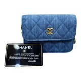 シャネル CHANEL デニムチェーンクラッチ AP1628 デニム ゴールド金具 デニム レディース ウォレットチェーン