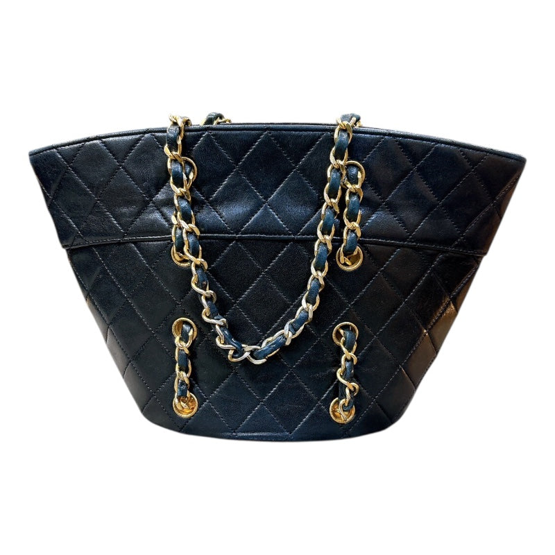 シャネル CHANEL マトラッセチェーンハンドバッグ ブラック/ゴールド 