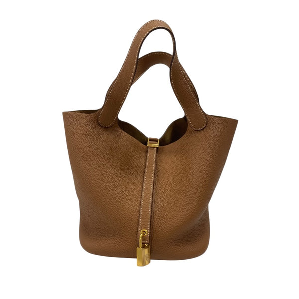 エルメス HERMES ピコタンロックMM D刻 ゴールド ×　GD金具 トリヨン レディース ハンドバッグ