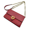 グッチ GUCCI インターロッキングGチェーンウォレット 510314 レッド×GD金具 カーフレザー レディース ショルダーバッグ