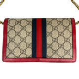 グッチ GUCCI GGスプリームビーチェーンウォレット 176079 ブラウン×レッド GGスプリーム レディース ショルダーバッグ