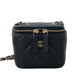 シャネル CHANEL クラシック スモールバニティ AP1340 ブラック ゴールド金具 キャビアスキン レディース ショルダーバッグ