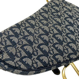 クリスチャン・ディオール Christian Dior サドルバッグ ネイビー ゴールド金具 トロッターキャンバス レディース ショルダーバッグ