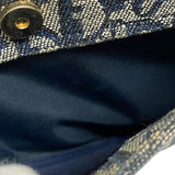 クリスチャン・ディオール Christian Dior サドルバッグ ネイビー ゴールド金具 トロッターキャンバス レディース ショルダーバッグ