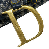 クリスチャン・ディオール Christian Dior サドルバッグ ネイビー ゴールド金具 トロッターキャンバス レディース ショルダーバッグ