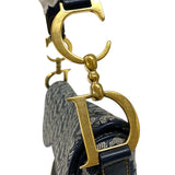 クリスチャン・ディオール Christian Dior サドルバッグ ネイビー ゴールド金具 トロッターキャンバス レディース ショルダーバッグ