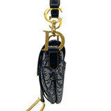 クリスチャン・ディオール Christian Dior サドルバッグ ネイビー ゴールド金具 トロッターキャンバス レディース ショルダーバッグ