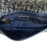 クリスチャン・ディオール Christian Dior サドルバッグ ネイビー ゴールド金具 トロッターキャンバス レディース ショルダーバッグ